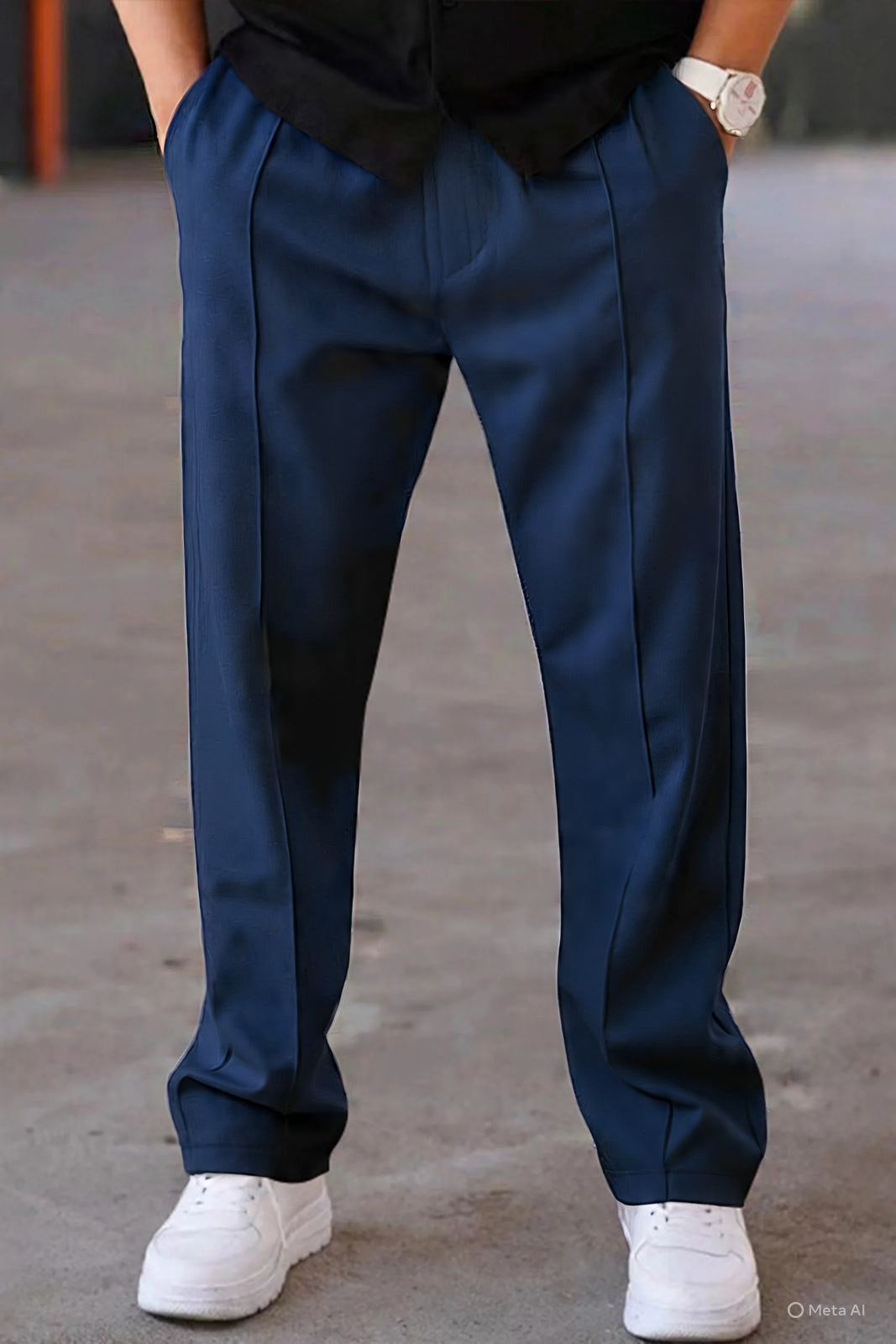 NAVY BLUE OVERSIZED WIDE LEG BEGGY TROUSERS