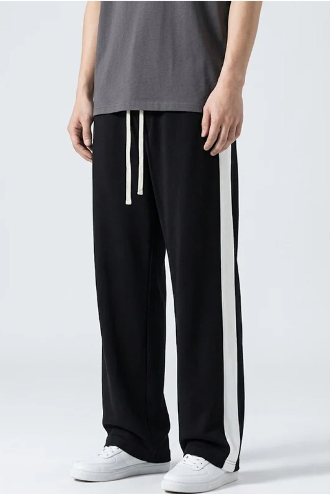 BLACK WHITE PANNEL TROUSERS