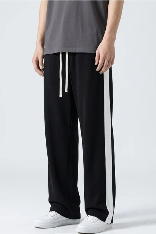 BLACK WHITE PANNEL TROUSERS