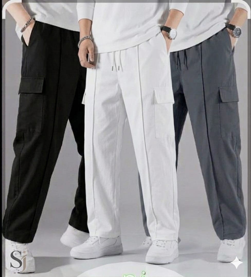 PACK OF THREE - CARGO POCKET TROUSERS