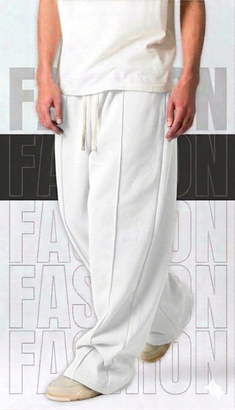 WHITE OVERSIZED WIDE LEG BEGGY TROUSERS FOR BOYS