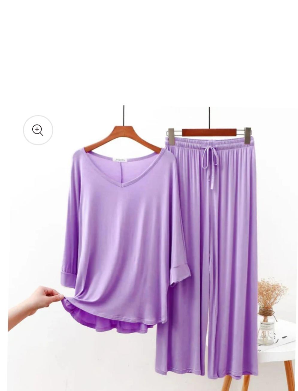 V-NECK PURPLE PLAZZO SUIT PJ SET