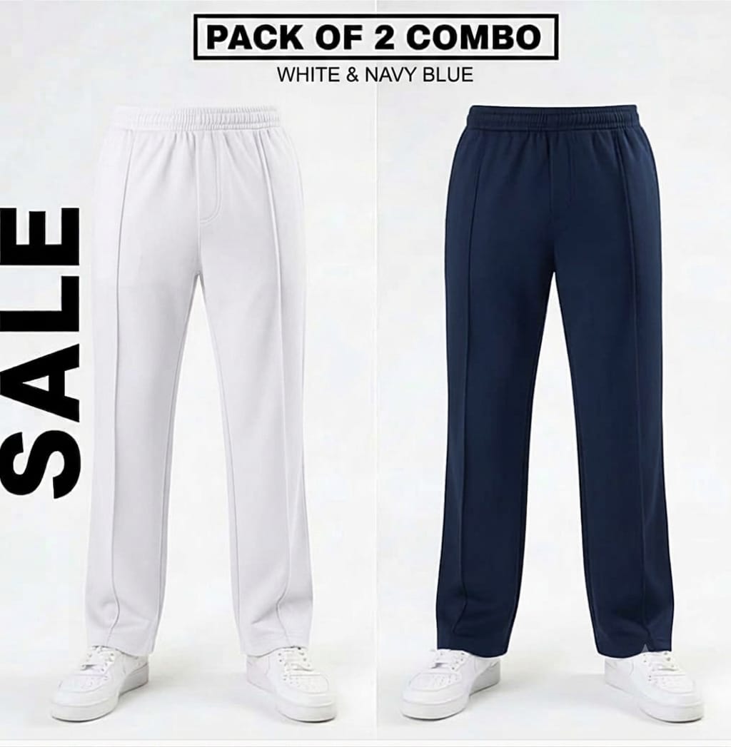 PACK OF TWO TROUSERS NAVY BLUE AND WHITE