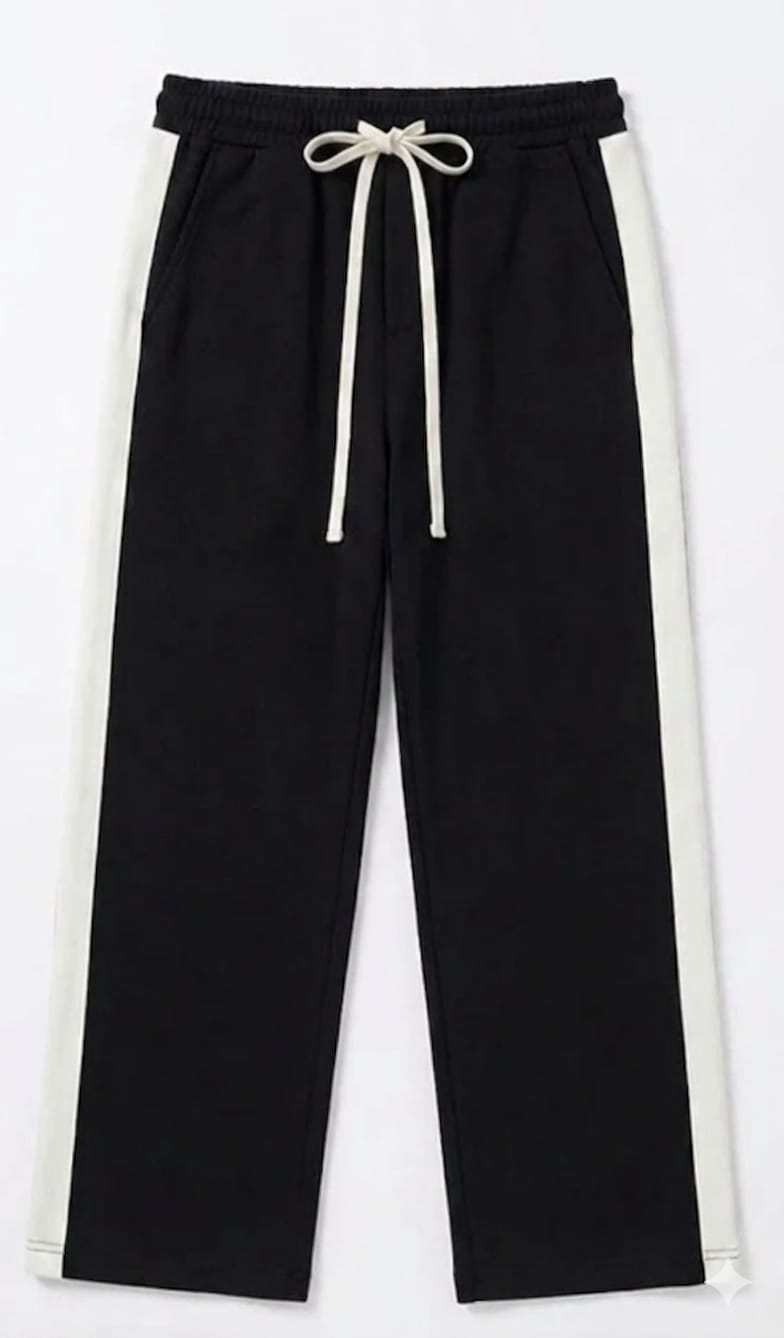 BLACK WHITE PANNEL TROUSERS